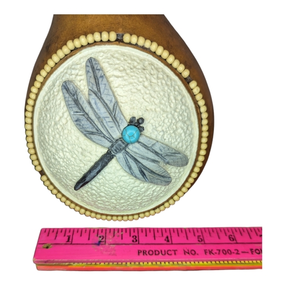 Dragonfly turquoise decorative gourd. - Picture 8 of 8
